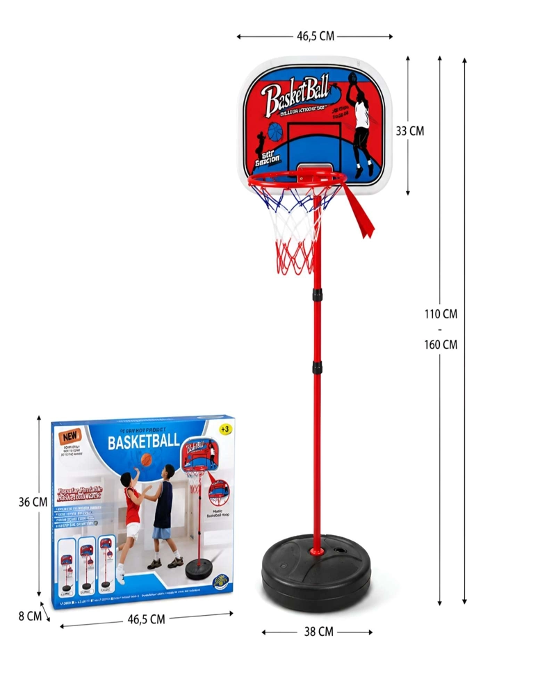 SET DE BASQUETBOL INFANTIL AJUSTABLE CON ARO PELOTA 162CM - 6