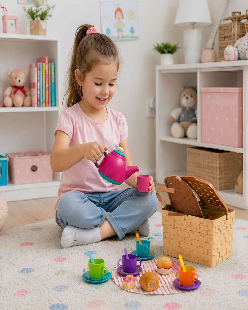 SET DE PICNIC INFANTIL CON JUEGO DE TE CESTA 23 PIEZAS - 5