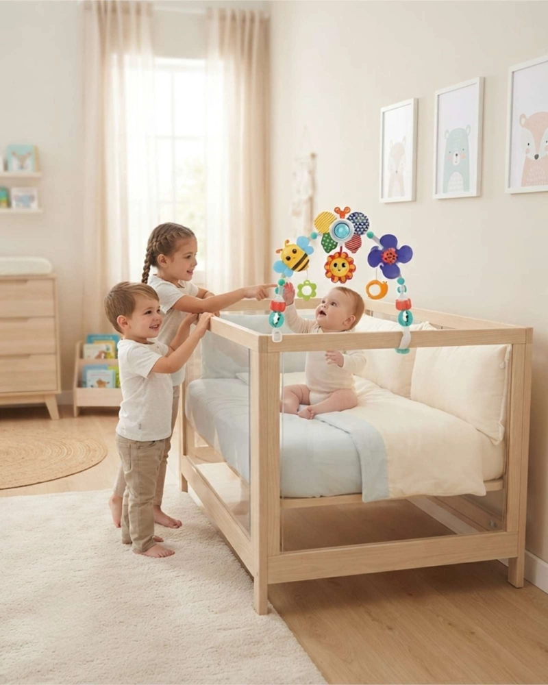 SONAJERO COLGANTE JUGUETE ESTIMULACION BEBE  PARA COCHE Y CUNA - 2