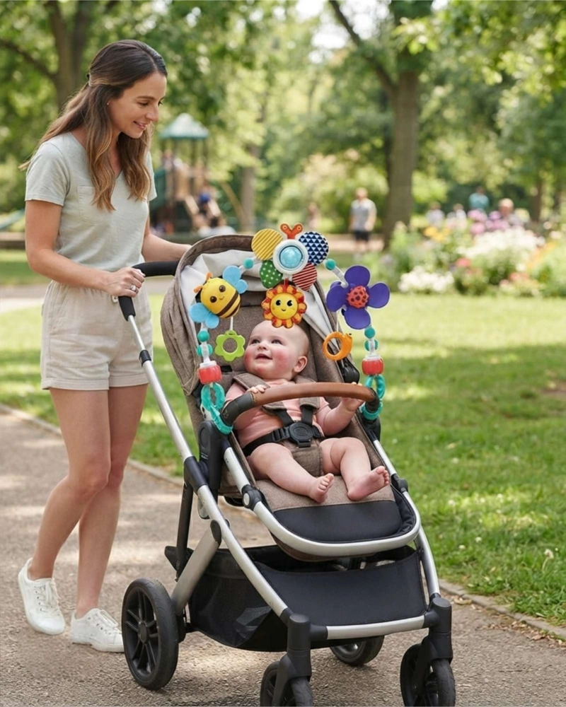 SONAJERO COLGANTE JUGUETE ESTIMULACION BEBE  PARA COCHE Y CUNA - 4