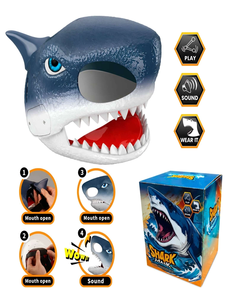 MASCARA DE TIBURON INTERACTIVA CON SONIDO Y MOVIMIENTO PARA NIÑOS - 6