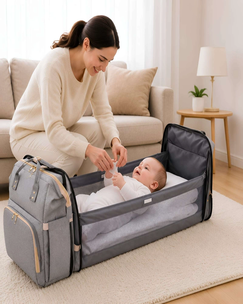 MOCHILA PAÑALERA MULTIFUNCIONAL 3 EN 1 CON CUNA PORTATIL Y CAMBIADOR - 1