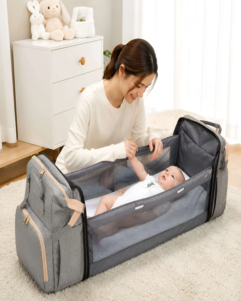 MOCHILA PAÑALERA MULTIFUNCIONAL 3 EN 1 CON CUNA PORTATIL Y CAMBIADOR - 4