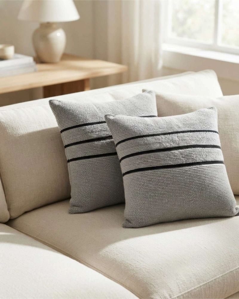 SET X4 FUNDAS DE COJIN CHENILLE CON FRANJAS 45X45 CM - 3