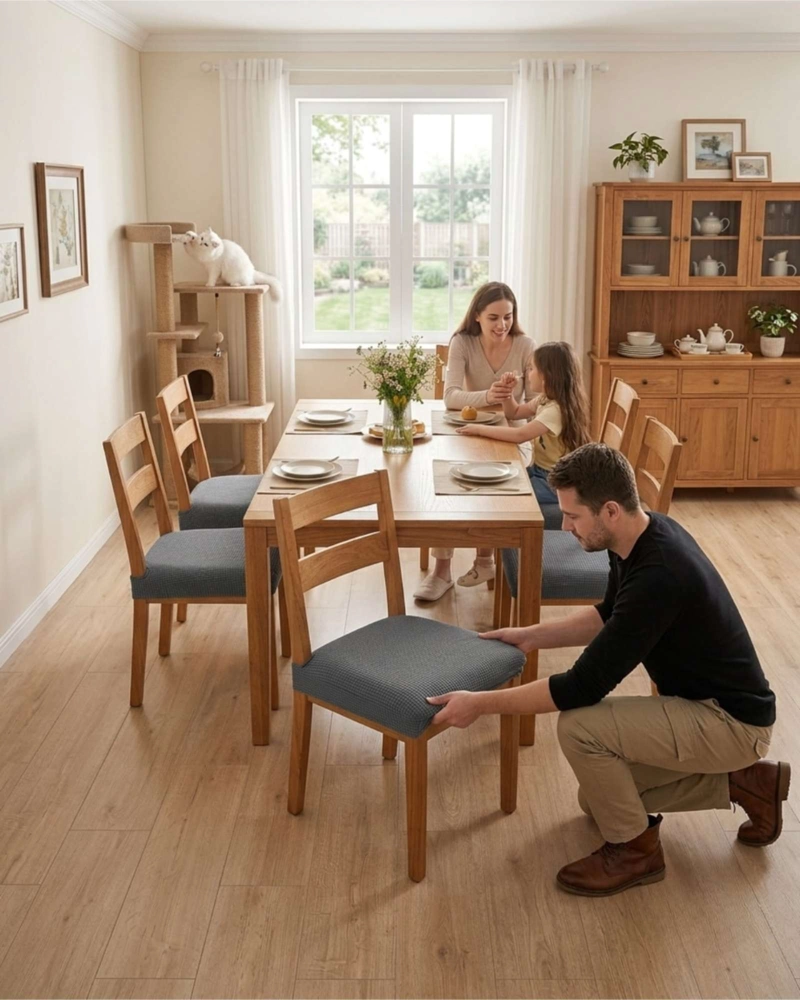 PACK X6 FUNDAS CUBRE ASIENTO PARA SILLA DE COMEDOR ELASTICAS - 2