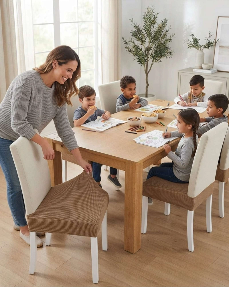 PACK X6 FUNDAS CUBRE ASIENTO PARA SILLA DE COMEDOR ELASTICAS - 2