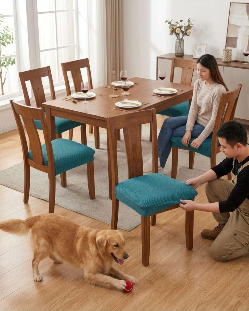 PACK X6 FUNDAS CUBRE ASIENTO PARA SILLA DE COMEDOR ELASTICAS - 1