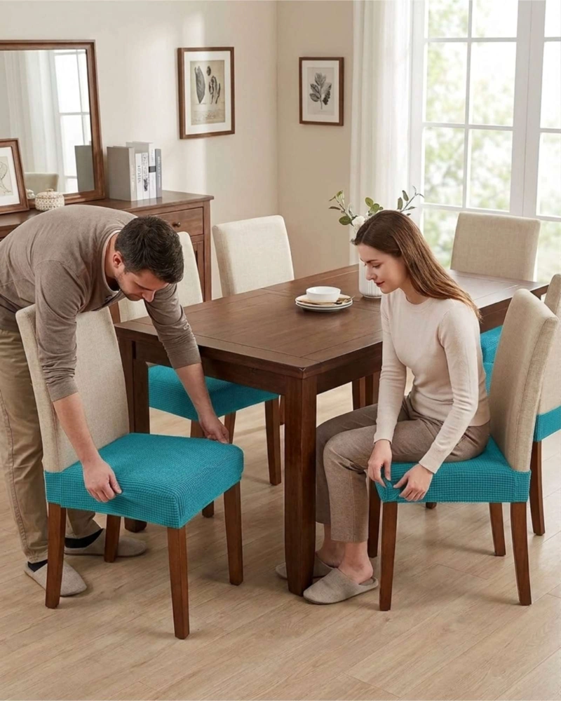 PACK X6 FUNDAS CUBRE ASIENTO PARA SILLA DE COMEDOR ELASTICAS - 3