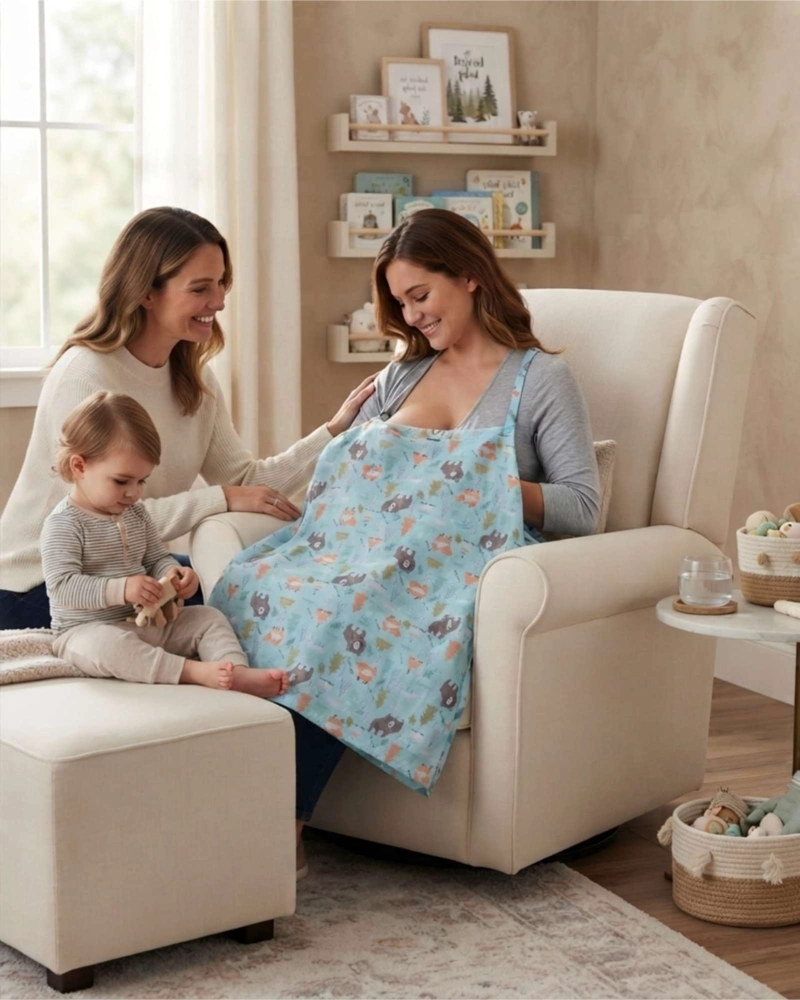 DELANTAL DE LACTANCIA ESTAMPADO PRACTICO, COMODO Y CON ESTILO - 1