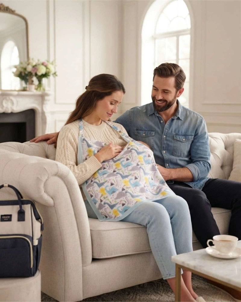 DELANTAL DE LACTANCIA ESTAMPADO PRACTICO, COMODO Y CON ESTILO - 1
