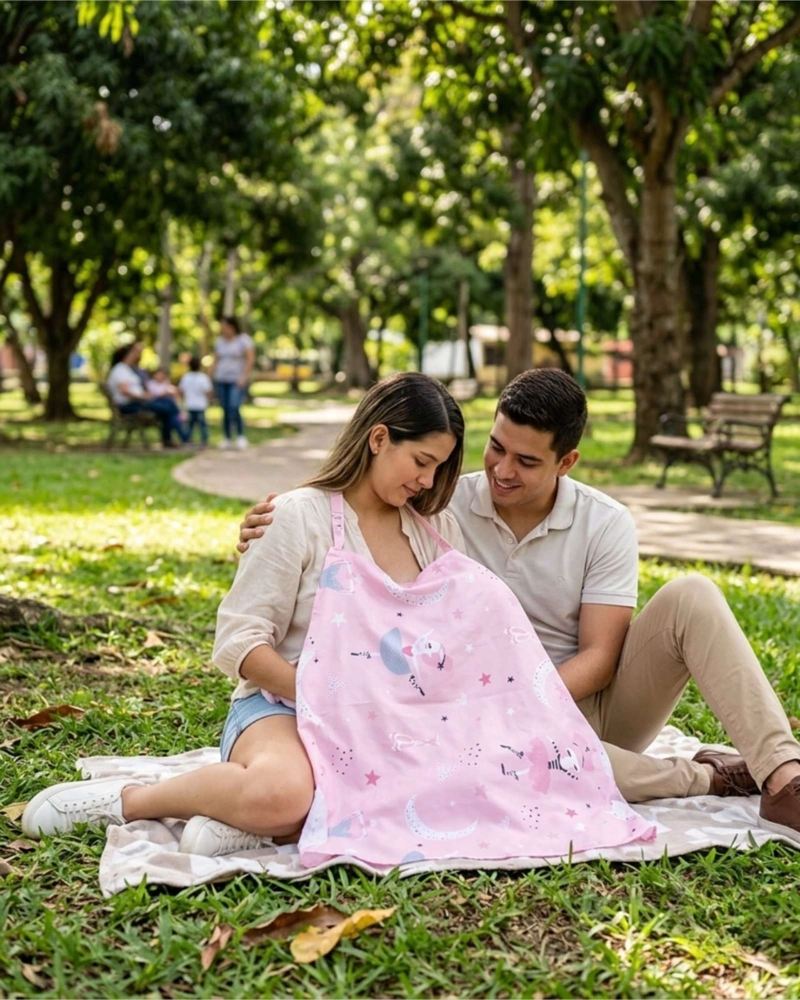DELANTAL DE LACTANCIA ESTAMPADO PRACTICO, COMODO Y CON ESTILO - 4