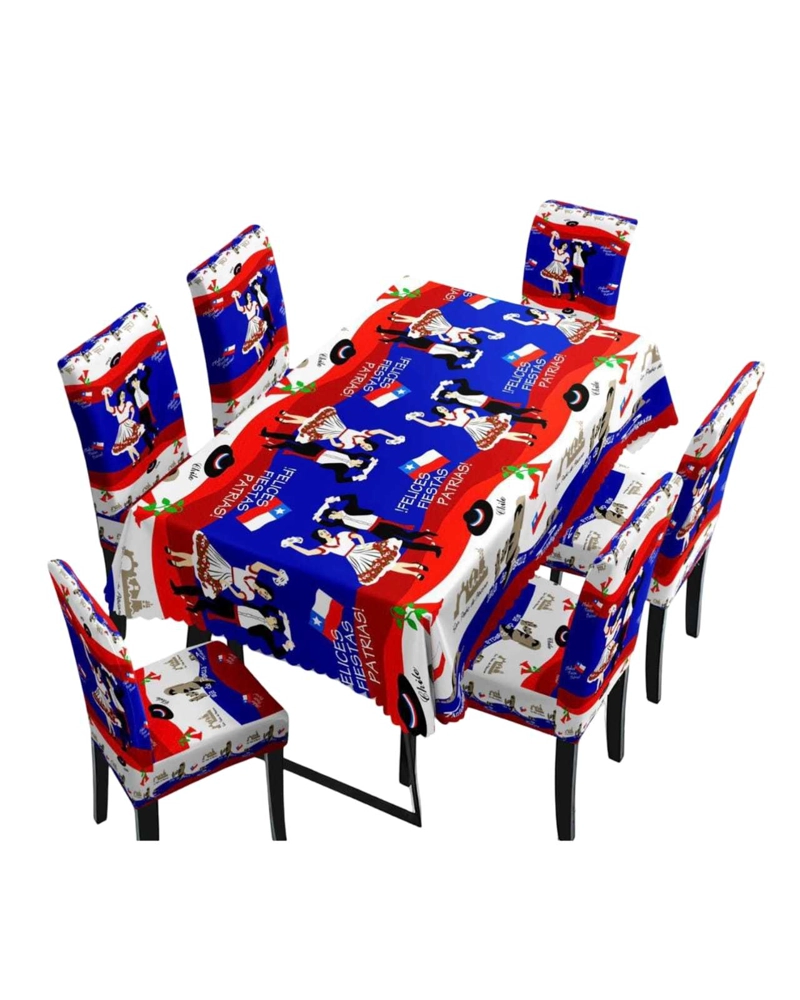 SET FIESTAS PATRIAS: MANTEL DIECIOCHERO + 6 FUNDAS DE SILLAS - 4