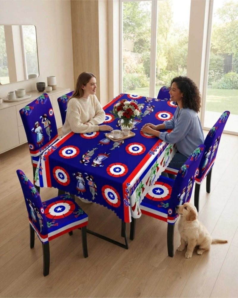 SET FIESTAS PATRIAS: MANTEL DIECIOCHERO + 6 FUNDAS DE SILLAS - 3