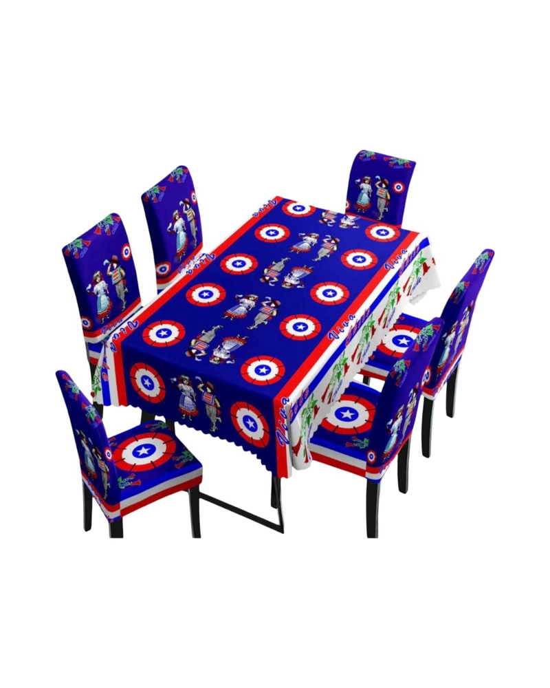 SET FIESTAS PATRIAS: MANTEL DIECIOCHERO + 6 FUNDAS DE SILLAS - 5