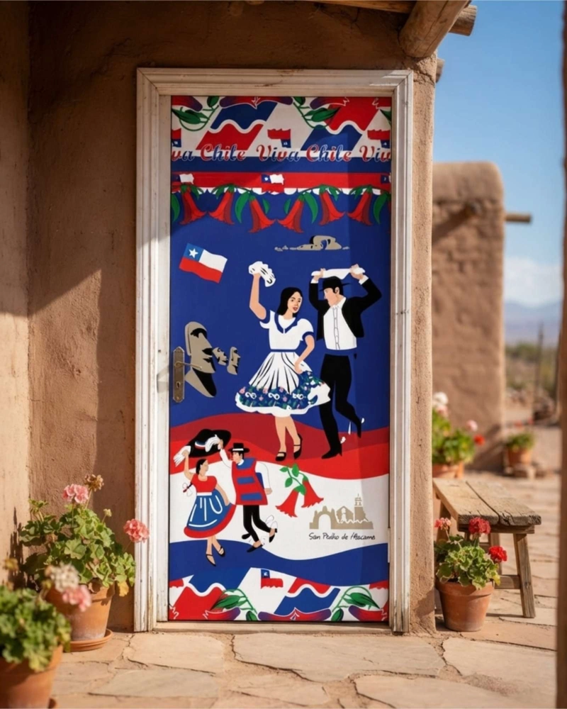 FUNDA PARA PUERTA DIECIOCHERA 105X210CM DISEÑO CHILENO - 1