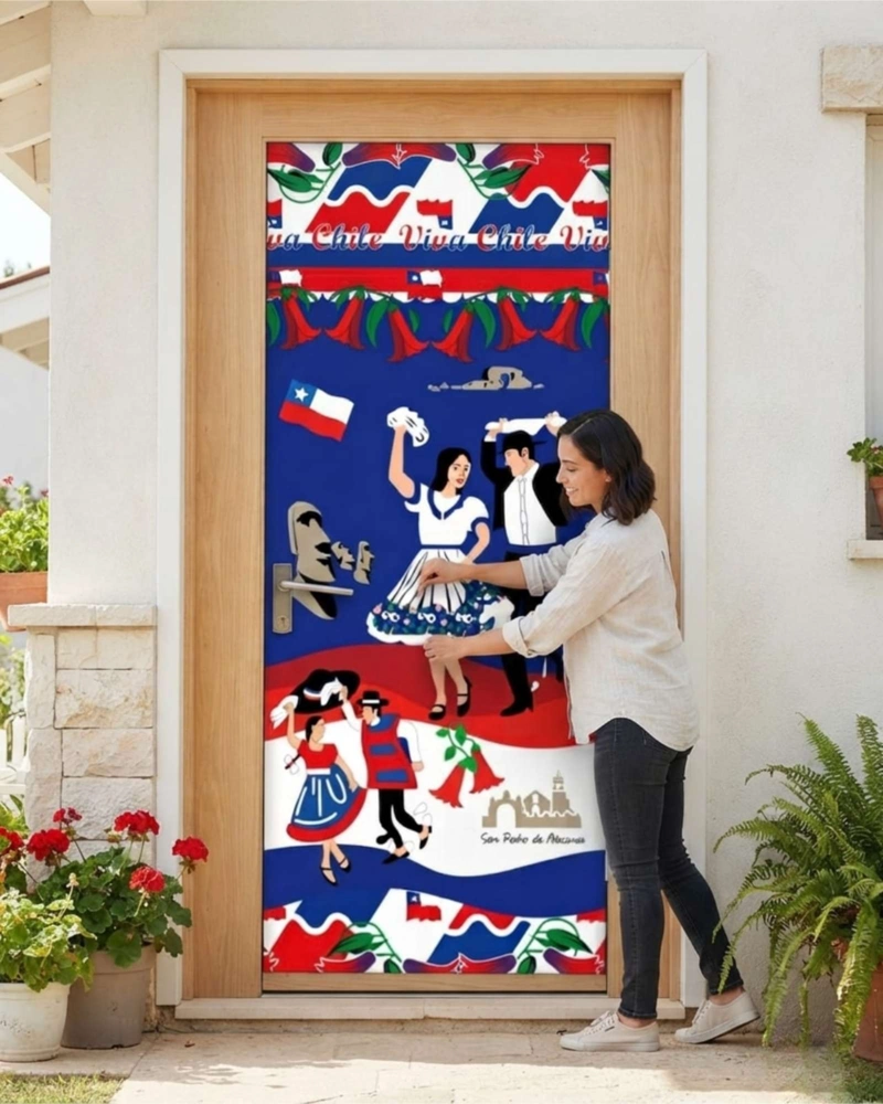 FUNDA PARA PUERTA DIECIOCHERA 105X210CM DISEÑO CHILENO - 4