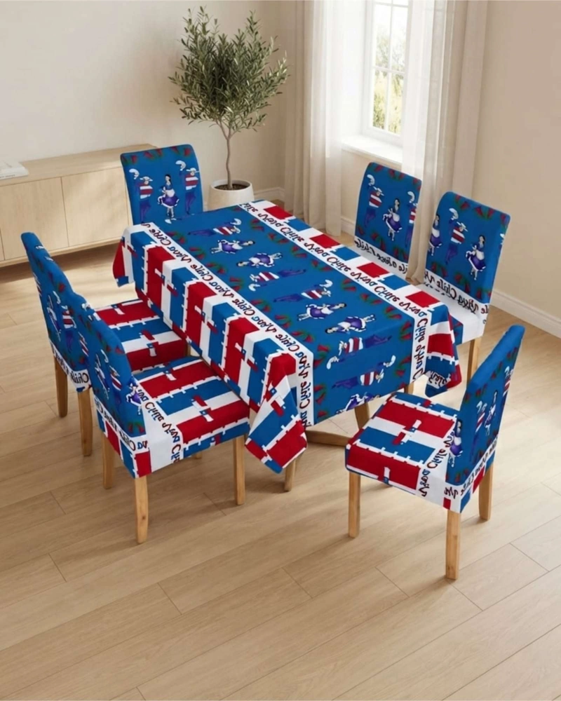SET MANTEL Y 6 FUNDAS DE SILLA FIESTAS PATRIAS DISEÑO DIECIOCHERO - 2
