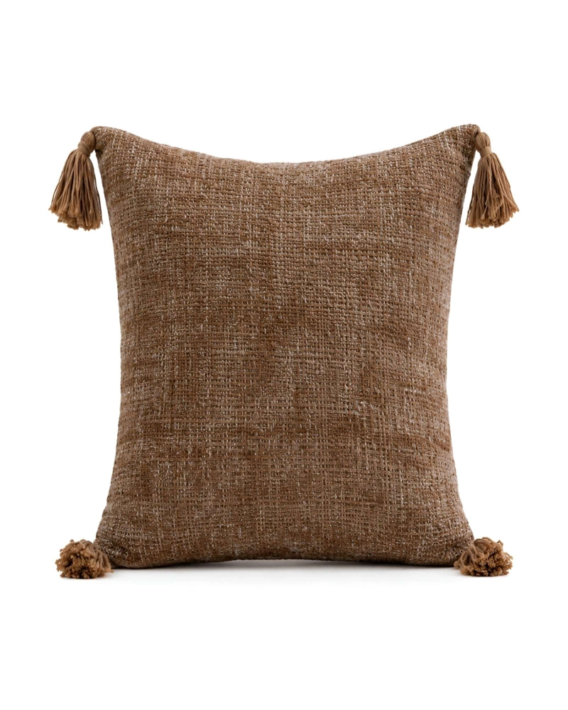SET 4 FUNDAS DE COJIN CHENILLE SUAVE CON POMPONES 45X45 CM - 6