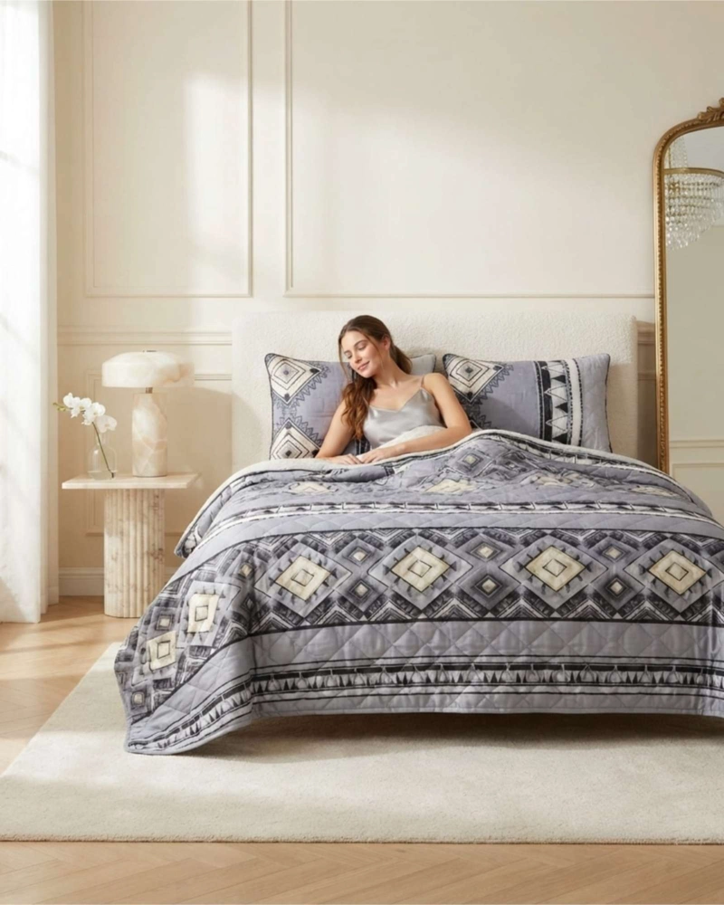 CUBRECAMA QUILT DE VERANO LIGERO Y FRESCO KING MAS ALMOHADAS - 2