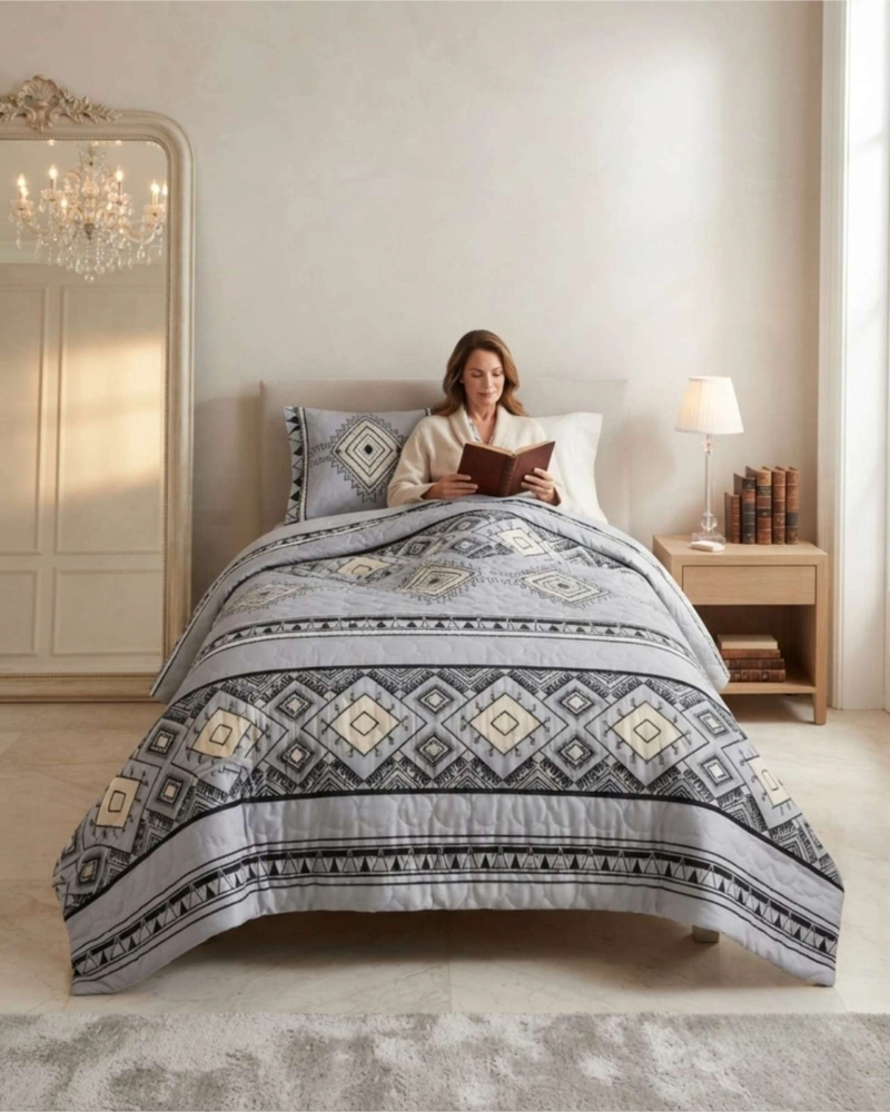 CUBRECAMA QUILT DE VERANO LIGERO Y FRESCO KING MAS ALMOHADAS - 5