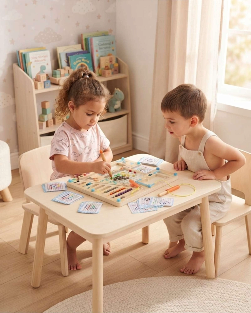 TABLERO MAGNETICO DE MADERA LABERINTO ESPACIAL PARA NIÑOS - 1