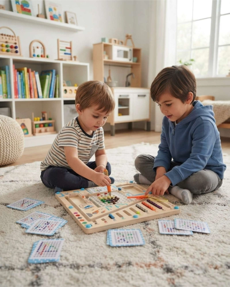 TABLERO MAGNETICO DE MADERA LABERINTO ESPACIAL PARA NIÑOS - 2