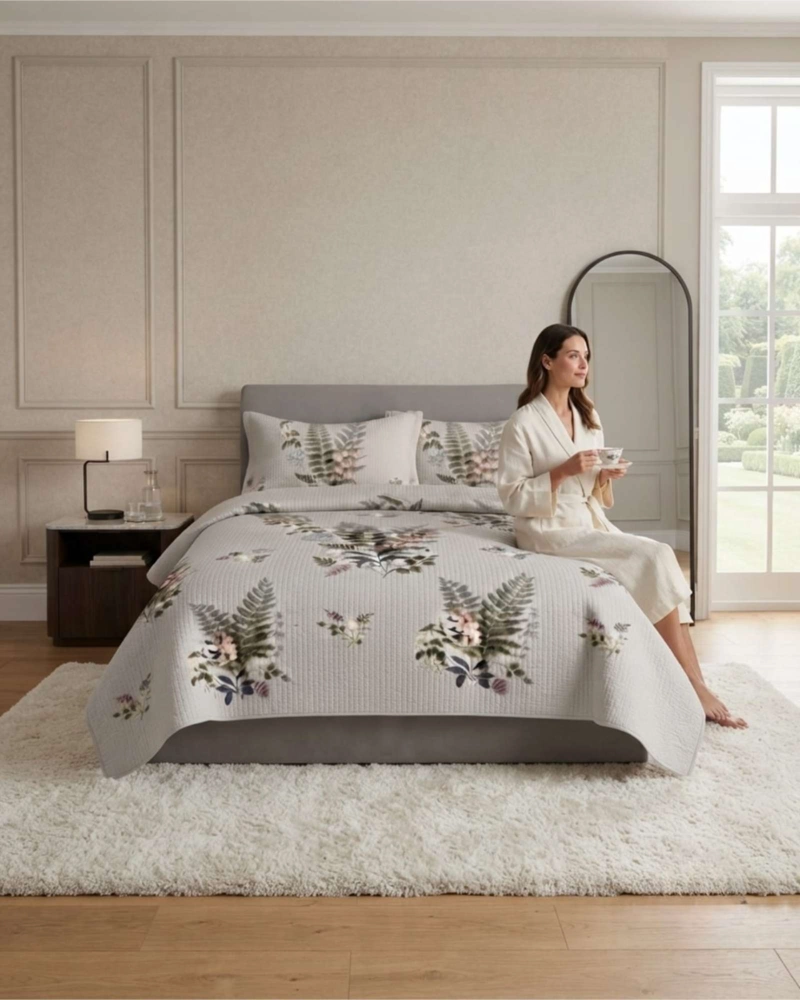 CUBRECAMA QUILT DE VERANO 2 PLAZAS MICROFIBRA ULTRA LIVIANO + 2 FUNDAS - 4