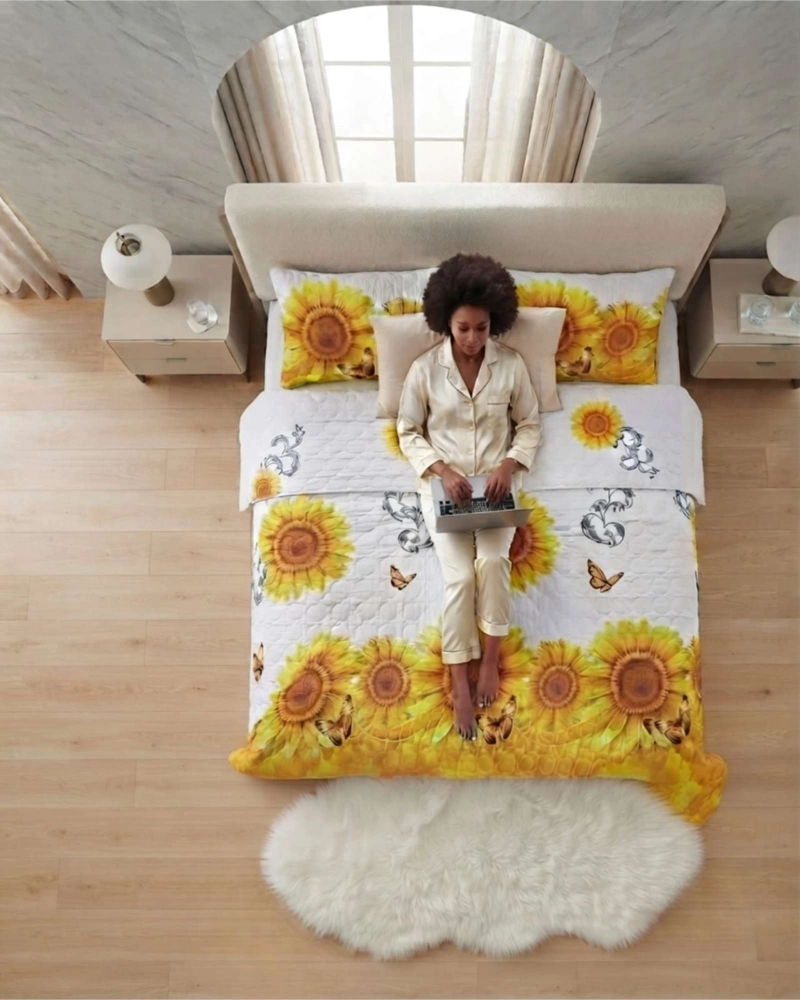 CUBRECAMA QUILT DE VERANO 2 PLAZAS DELGADO + 2 ALMOHADAS - 3