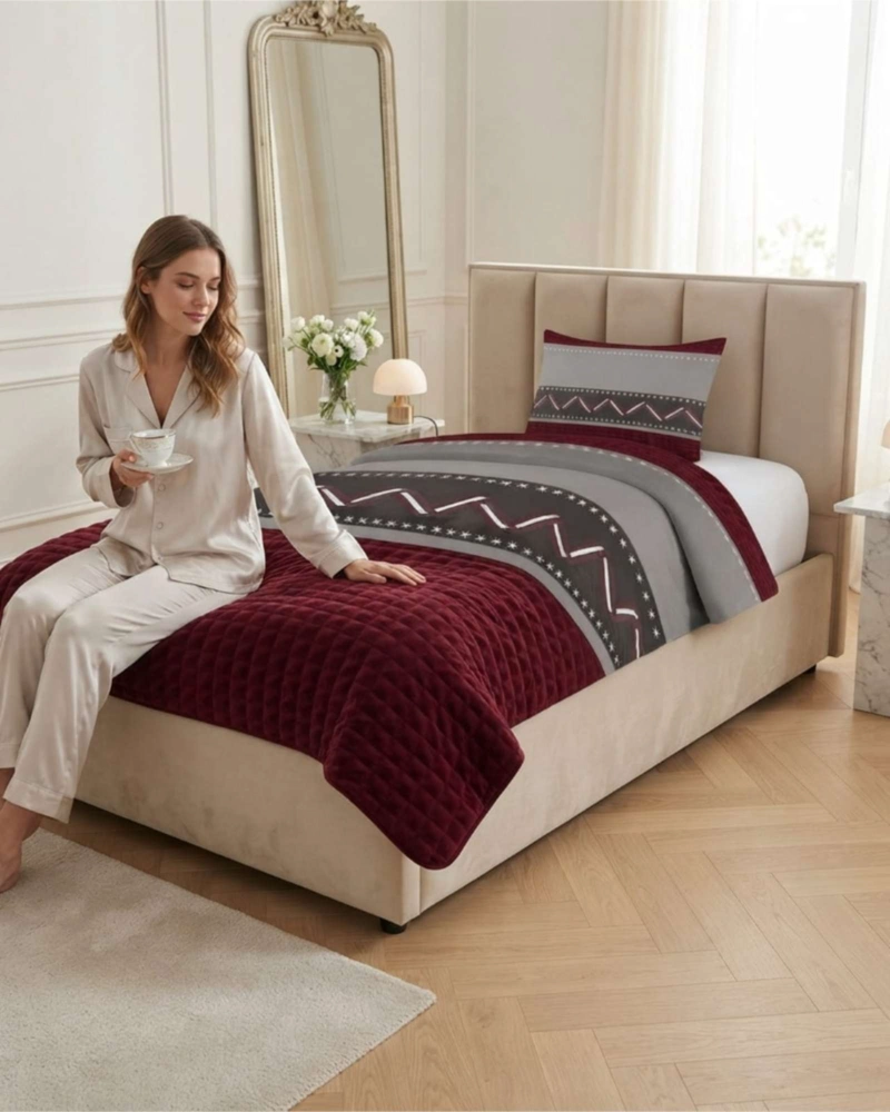CUBRECAMA QUILT DE VERANO 1.5 PLAZAS MICROFIBRA ULTRA LIVIANO + 1 FUNDA - 4