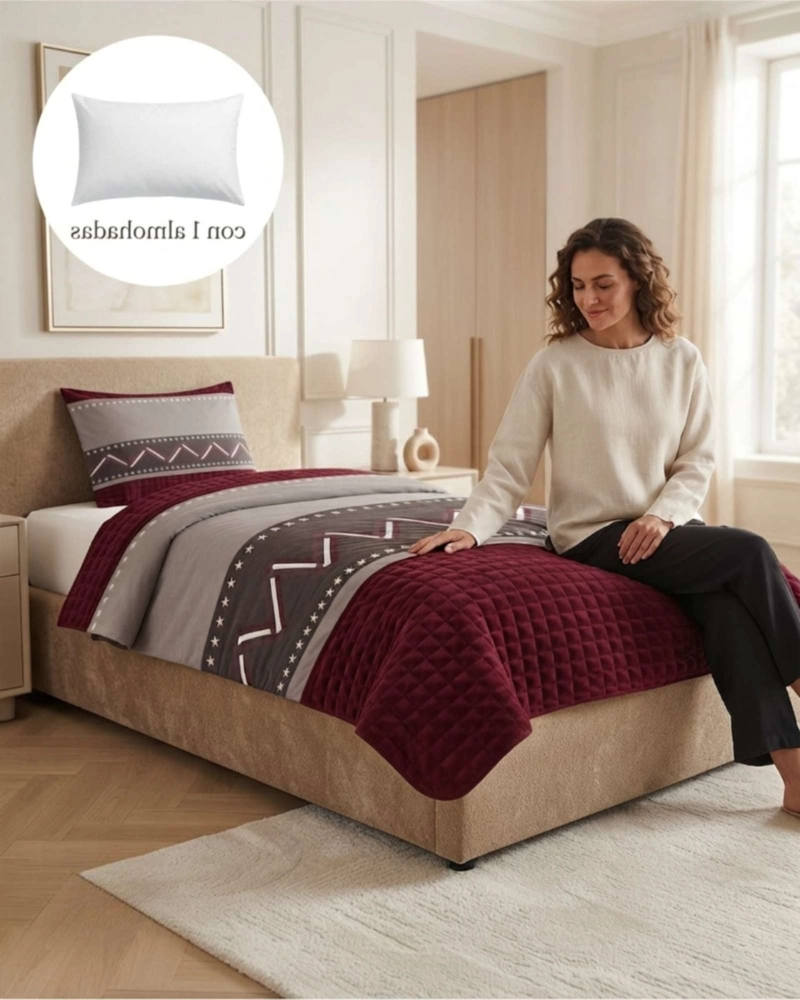 CUBRECAMA QUILT DE VERANO 1.5 PLAZAS MICROFIBRA ULTRA LIVIANO + 1 FUNDA - 5