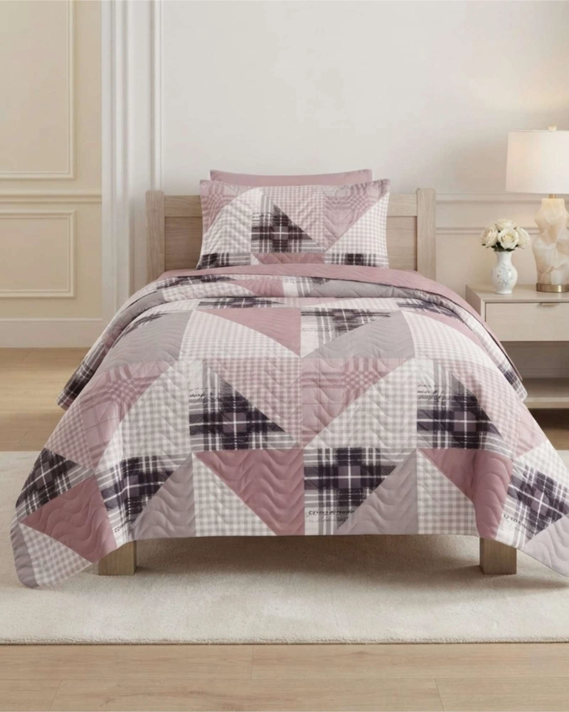CUBRECAMA QUILT DE VERANO 1.5 PLAZAS DELGADO + 1 ALMOHADA - 1
