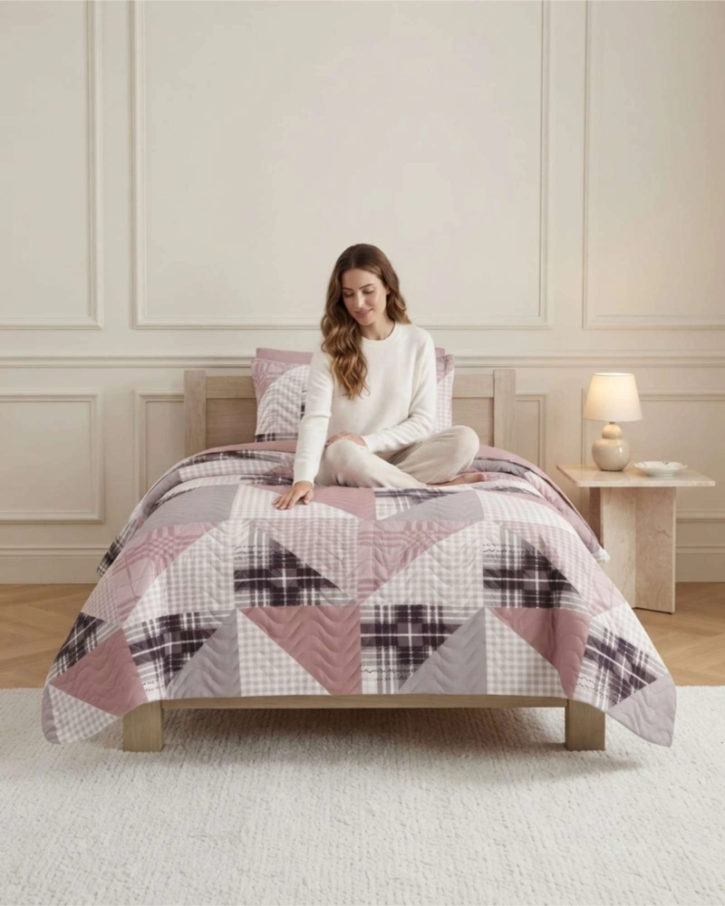 CUBRECAMA QUILT DE VERANO 1.5 PLAZAS DELGADO + 1 ALMOHADA - 2