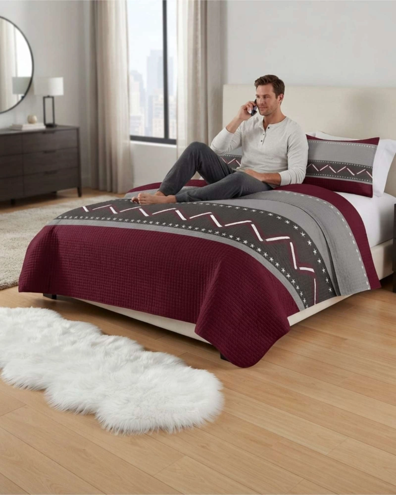 CUBRECAMA QUILT DE VERANO 2 PLAZAS DELGADO + 2 ALMOHADADAS - 3