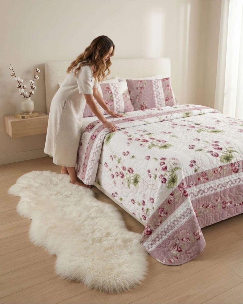 CUBRECAMA QUILT DE VERANO 2 PLAZAS DELGADO + 2 ALMOHADAS - 4