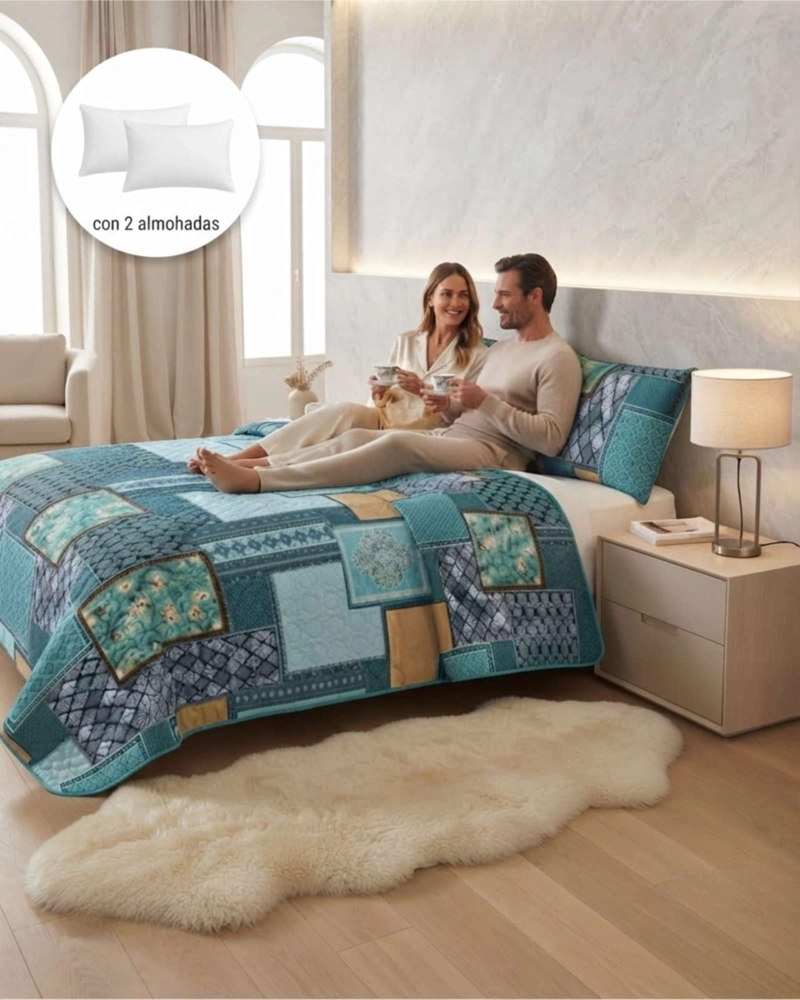 CUBRECAMA QUILT DE VERANO KING DELGADO ULTRA LIVIANO - 4
