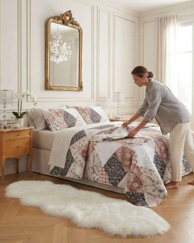 CUBRECAMA QUILT DE VERANO KING DELGADO ULTRA LIVIANO + 2 ALMOHADAS - 3