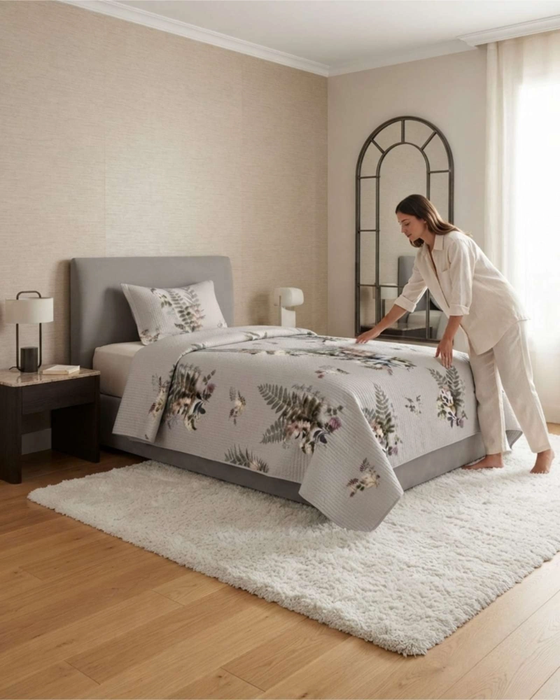 CUBRECAMA QUILT DE VERANO 1.5 PLAZAS MICROFIBRA ULTRA LIVIANO + 1 FUNDA - 2
