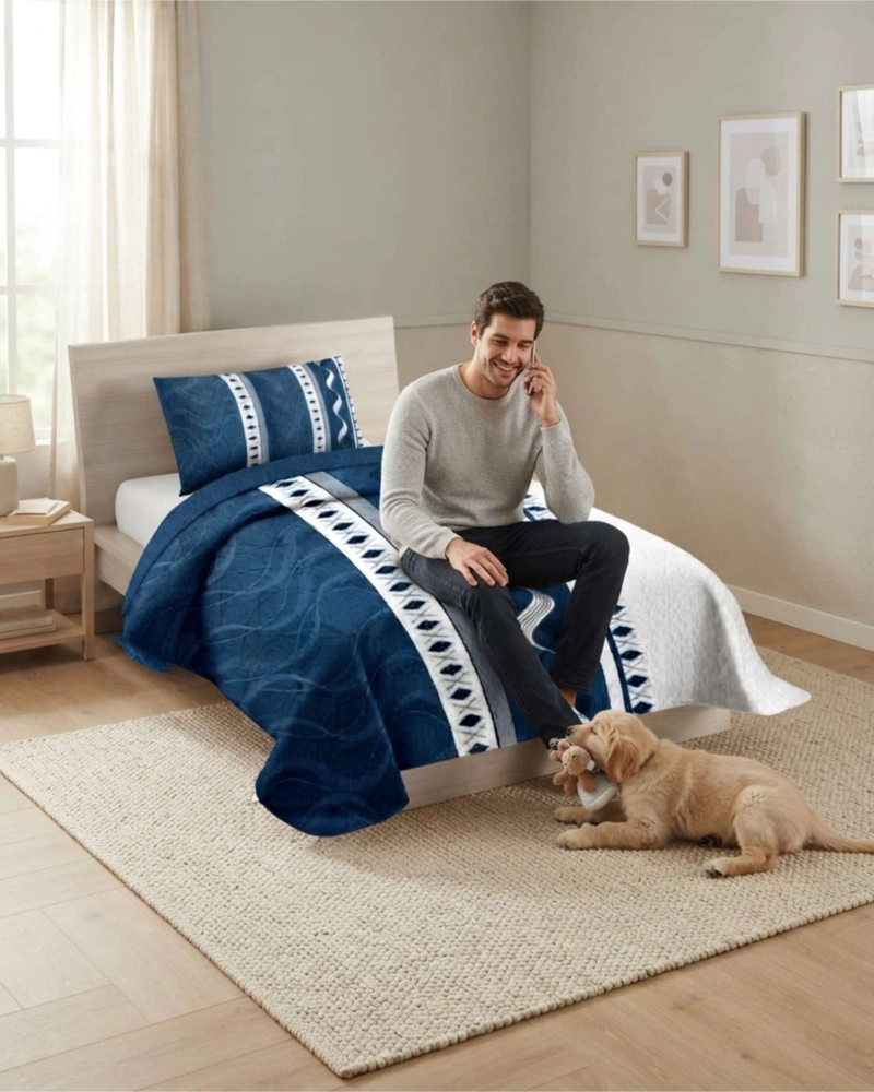 CUBRECAMA QUILT DE VERANO 1.5 PLAZAS DELGADO + 1 ALMOHADA - 3