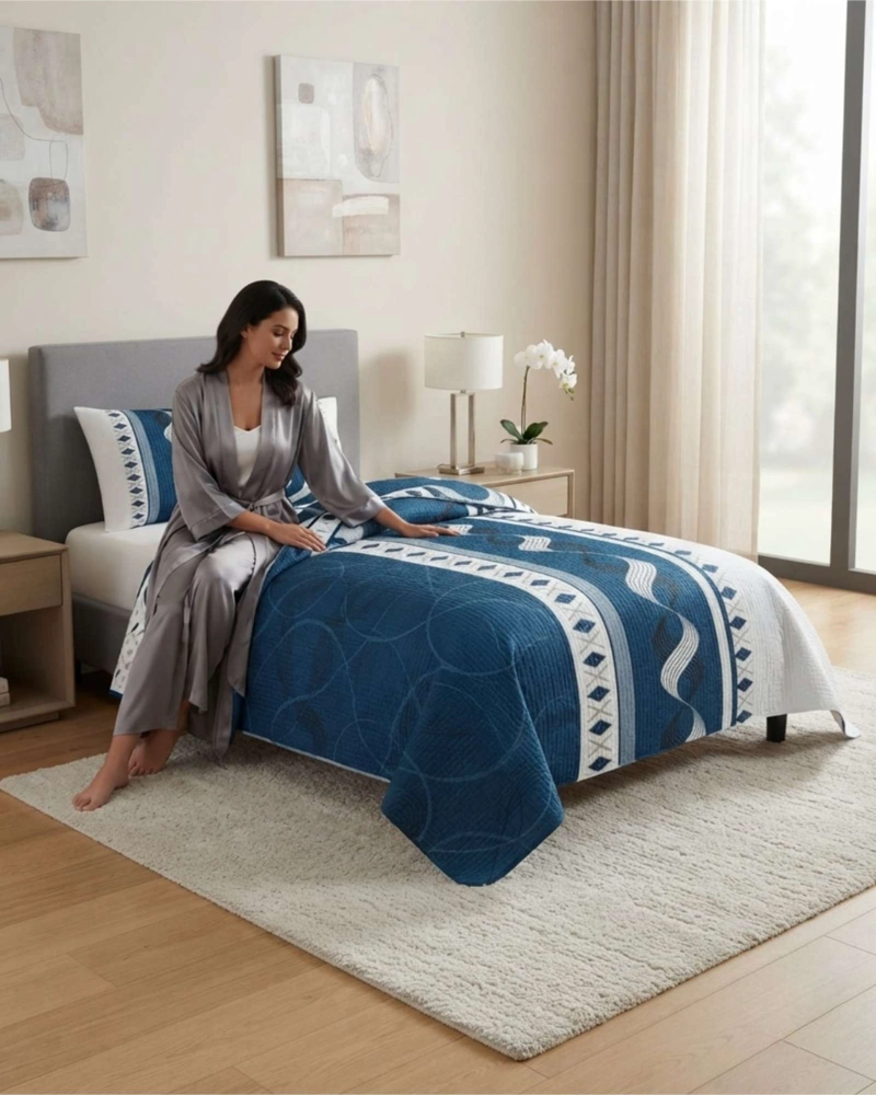 CUBRECAMA QUILT DE VERANO 1.5 PLAZAS DELGADO + 1 ALMOHADA - 4