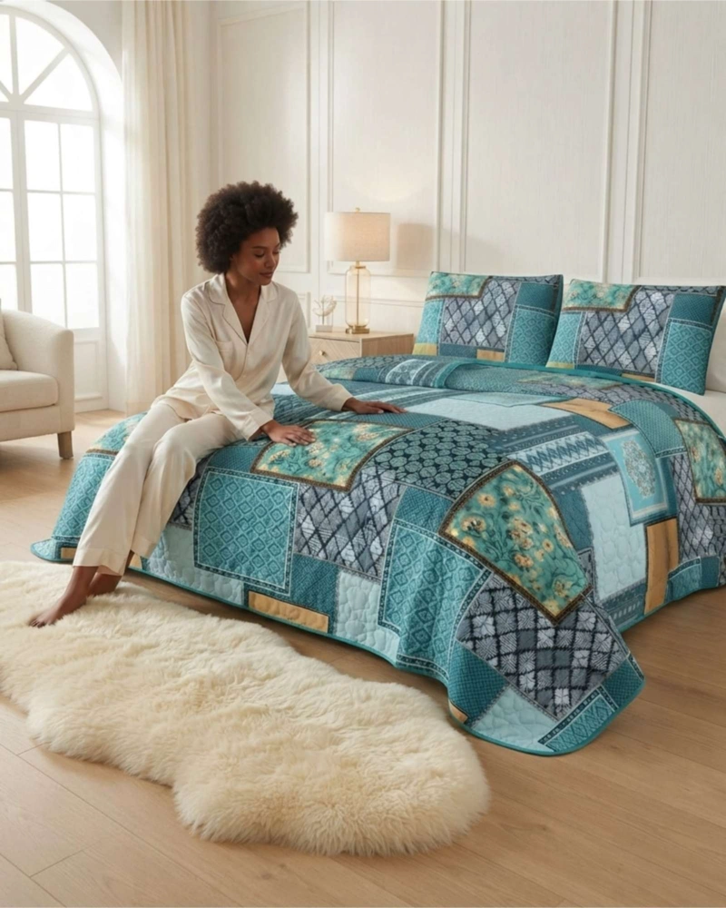 CUBRECAMA QUILT DE VERANO SUPER KING DELGADO ULTRA LIVIANO - 2