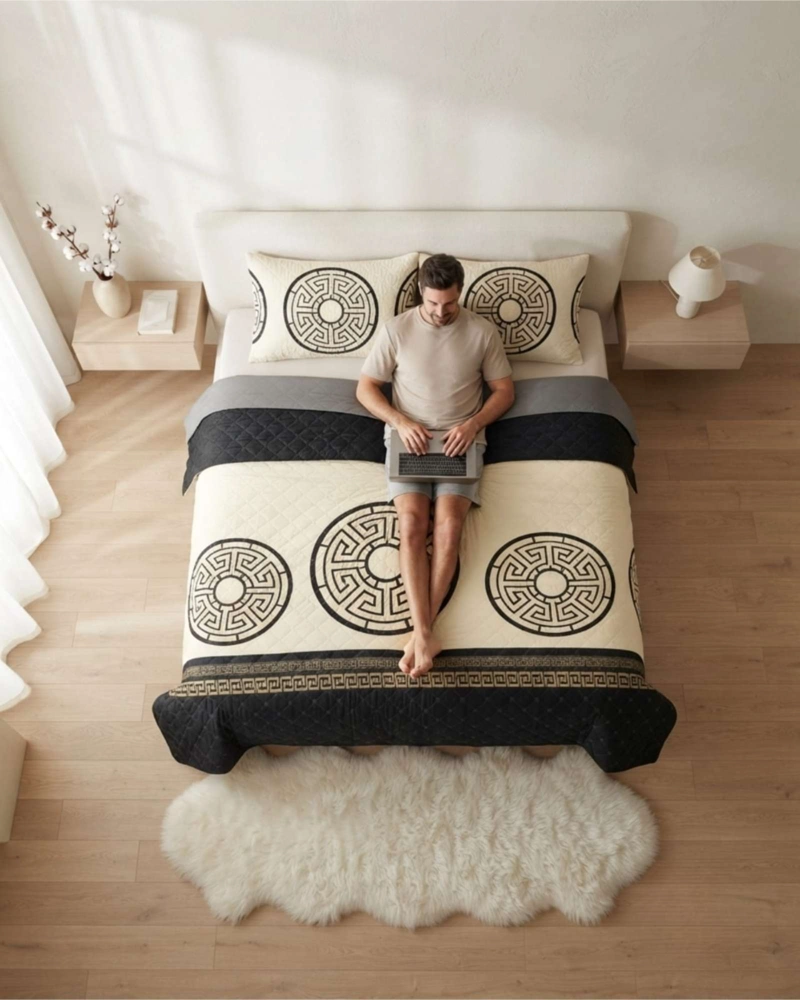 CUBRECAMA QUILT DE VERANO 2 PLAZAS DELGADO + 2 ALMOHADAS - 2