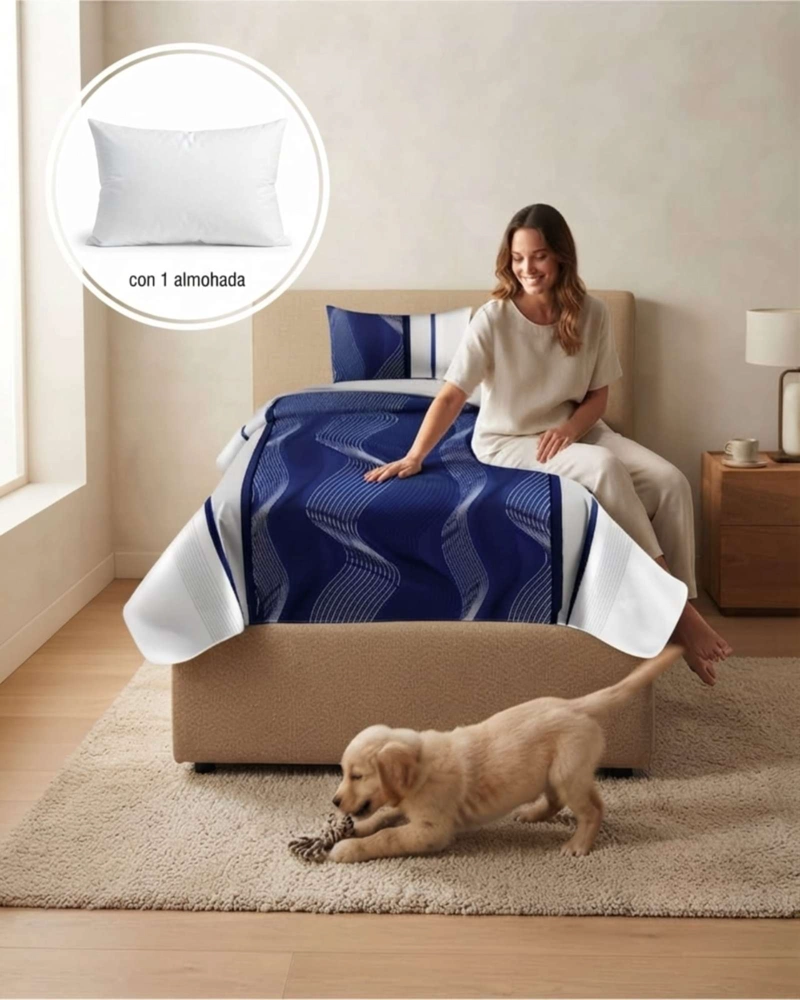 CUBRECAMA QUILT DE VERANO 1.5 PLAZAS DELGADO + 1 ALMOHADA - 5
