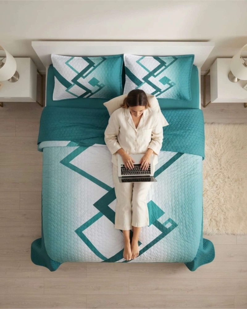 CUBRECAMA QUILT DE VERANO 2 PLAZAS DELGADO + 2 ALMOHADAS - 2