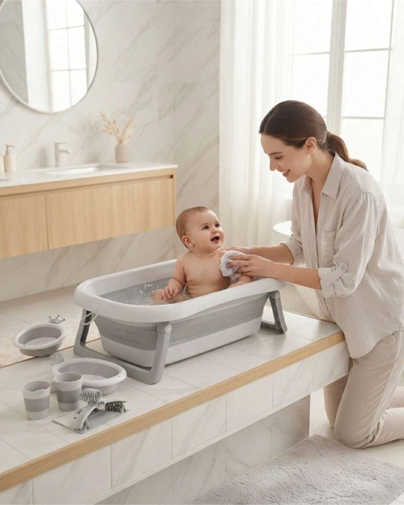 TINA BAÑERA PLEGABLE BEBE  6 EN 1 CON TERMOMETRO DIGITAL Y ACCESORIOS - 3