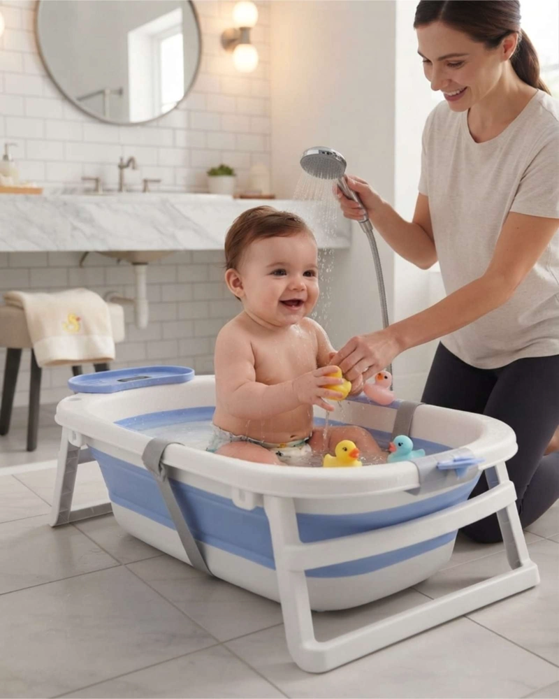 BAÑERA PLEGABLE CON TERMOMETRO Y COJIN DE APOYO - 3