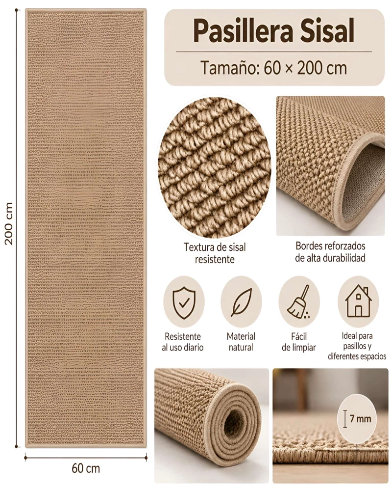ALFOMBRA PASILLERA SISAL 60 X 200 CM - 5