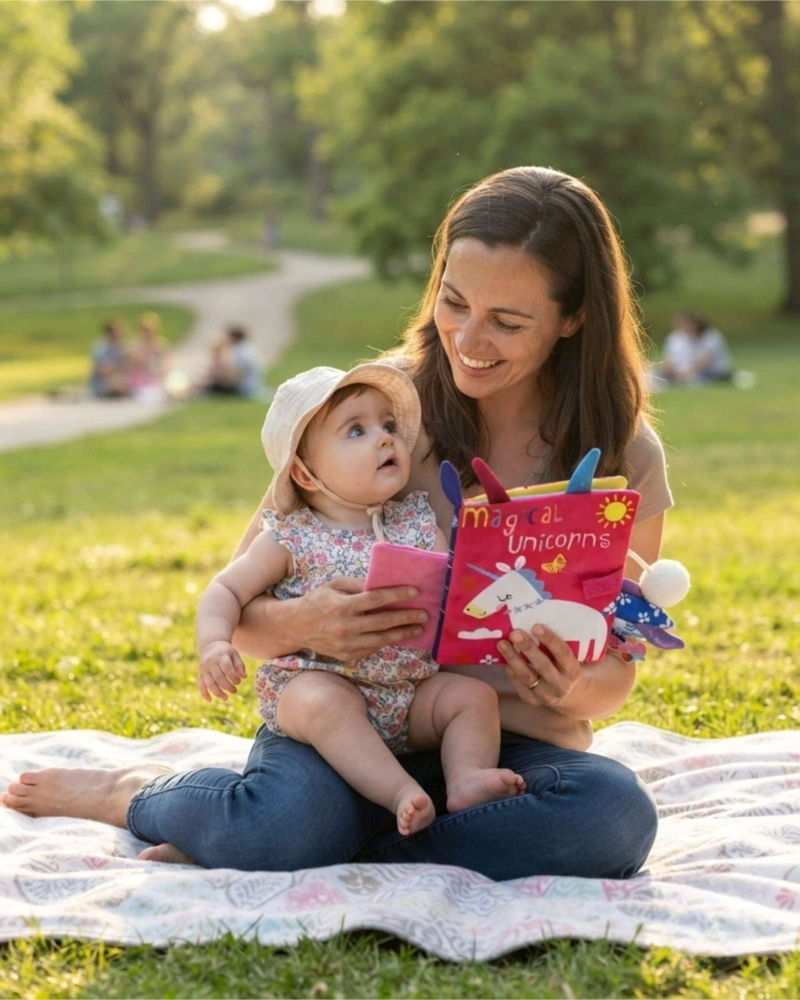 LIBRO SENSORIAL DE TELA PARA BEBES TEXTURAS Y SONIDOS - 1
