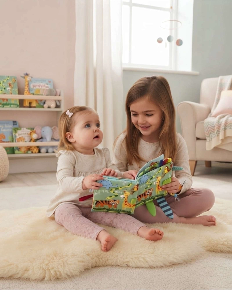 LIBRO SENSORIAL DE TELA PARA BEBES TEXTURAS Y SONIDOS - 1