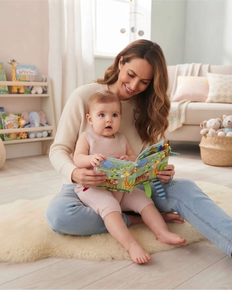 LIBRO SENSORIAL DE TELA PARA BEBES TEXTURAS Y SONIDOS - 2