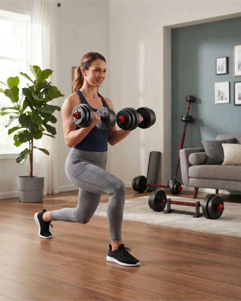 SET DE MANCUERNAS AJUSTABLES 15 KG MAS BARRA EXTENSIBLE ACOLCHADA - 1